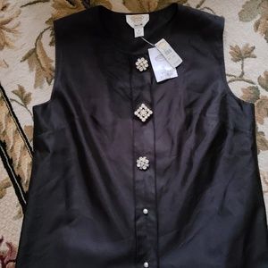 Talbots Black sleeveless Silk Blouse